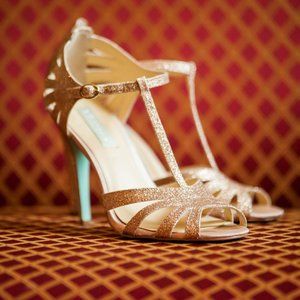 Blue by Betsey Johnson- Gold GlitterWedding Heels